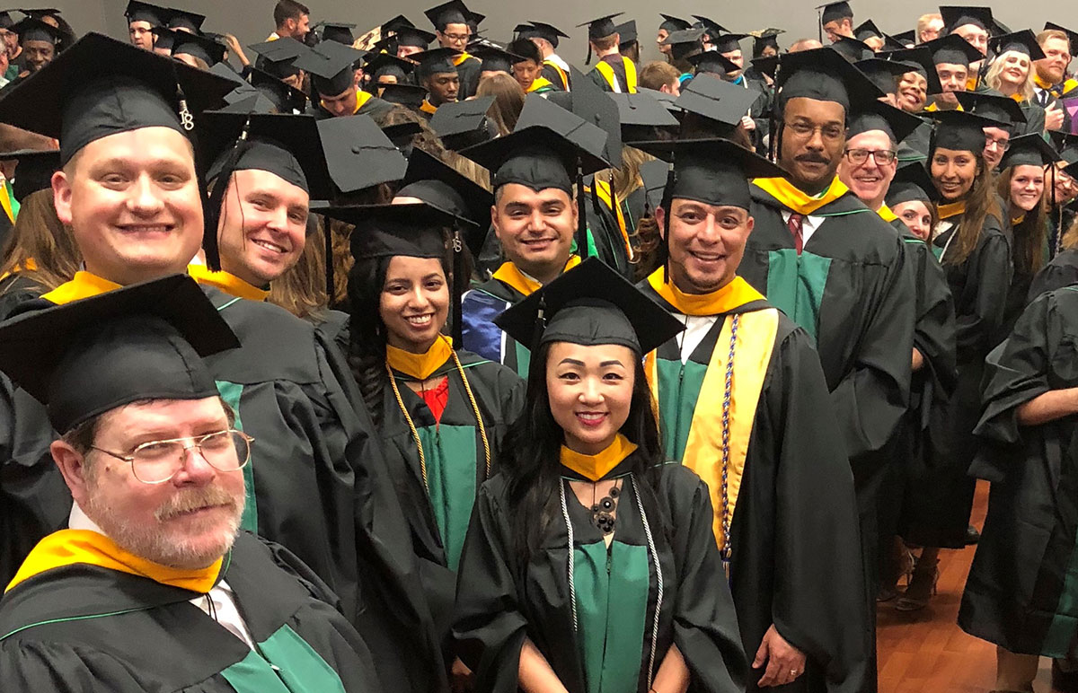 Graduating students gathered together.